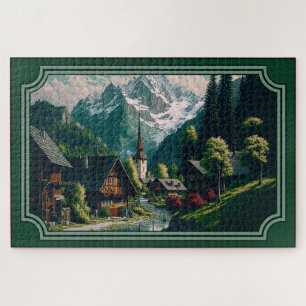Scenic Mountain Village Jigsaw Puzzle