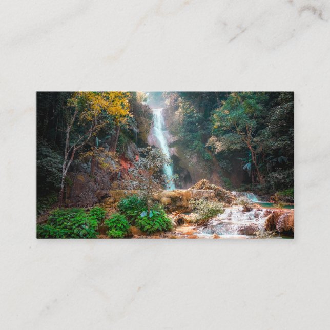 Scenic Nature Fantasy Waterfall Business Card (Front)