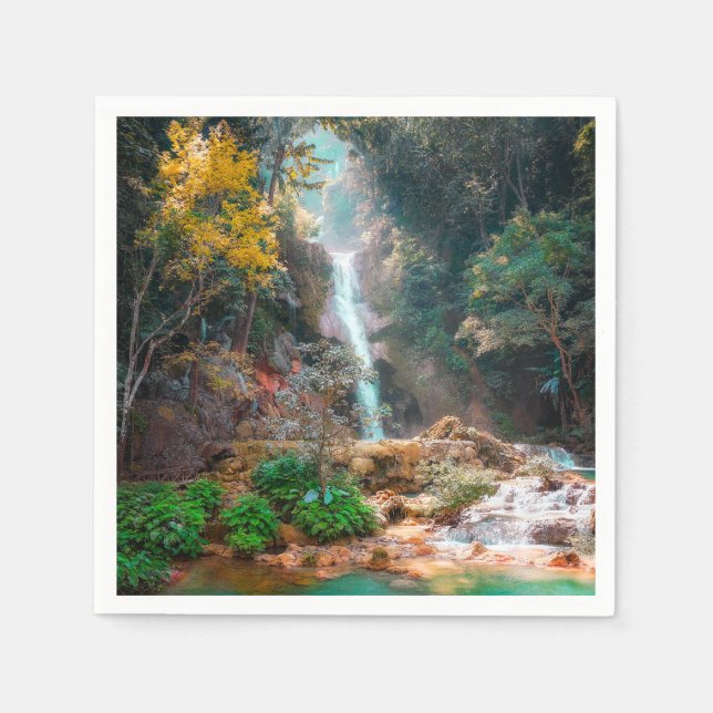Scenic Nature Fantasy Waterfall Napkins (Front)
