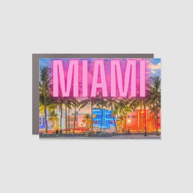 Scenic Neon Miami Waterfront   Car Magnet (Front)