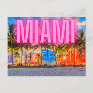 Scenic Neon Miami Waterfront  Postcard