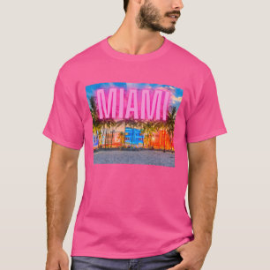 Scenic Neon Miami Waterfront  T-Shirt