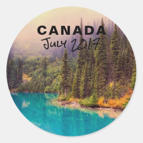 Scenic Northern Landscape Rustic Canada Classic Round Sticker