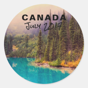 Scenic Northern Landscape Rustic Canada Classic Round Sticker