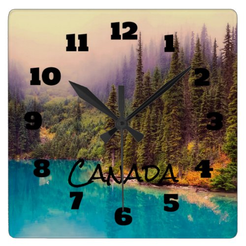 Scenic Northern Landscape Rustic Canada Square Wall Clock