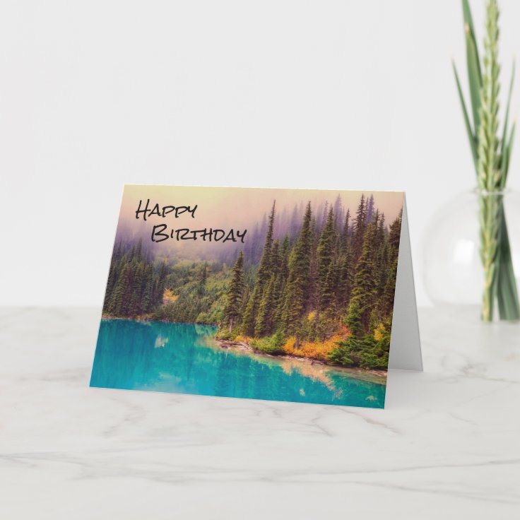 Scenic Northern Landscape Rustic Happy Birthday Card | Zazzle