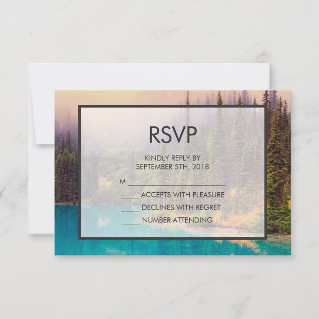 Scenic Northern Landscape Rustic  Wedding RSVP (Front)