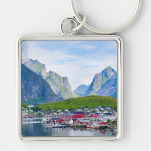 Scenic Norwegian landscape Lofoten Islands Norway  Keychain
