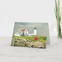 Scenic Nubble Lighthouse Happy Birthday