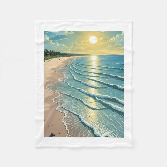 Scenic Ocean Beach Sunset Throw Blanket (Front)