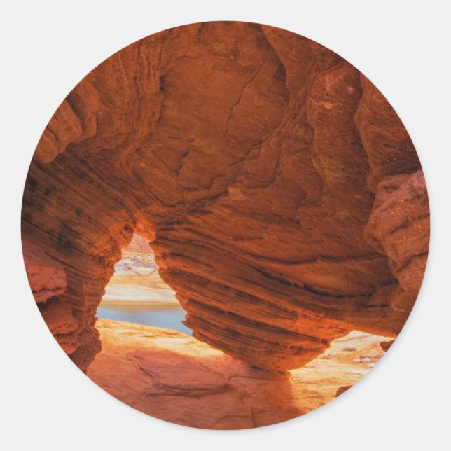 Scenic of eroded sandstone cave classic round sticker (Front)