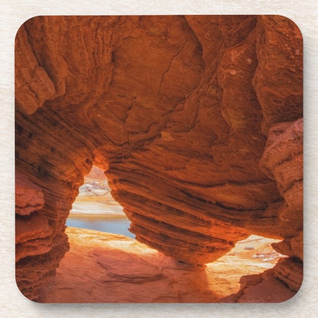 Scenic of eroded sandstone cave drink coaster (Front)