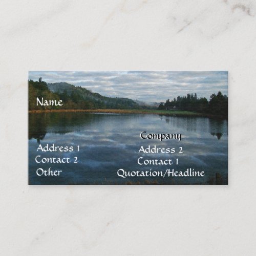 Scenic Oregon Lake Dawn Sunrise Forest Trees Cloud Business Card