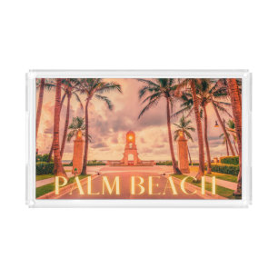 Scenic Palm Beach Pink Skies Acrylic Tray