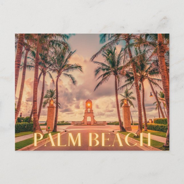 Scenic Palm Beach Pink Skies Postcard (Front)