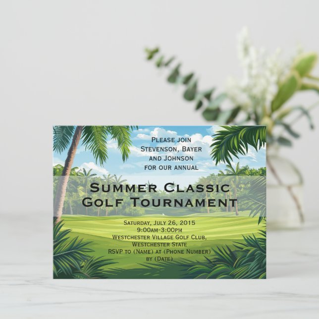 Scenic Palm Golf Event Tournament Party Invitation (Standing Front)