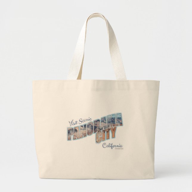 Scenic Panorama City Postcard Travel Humor Large Tote Bag (Front)