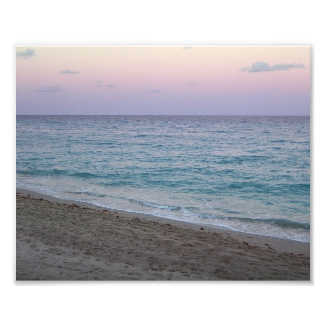 Scenic Peaceful Pink Sunset Beach Photo (Front)