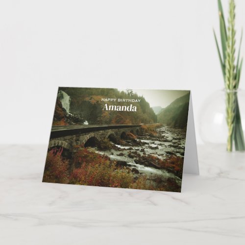 Scenic Photo Waterfalls and Forest Birthday Card