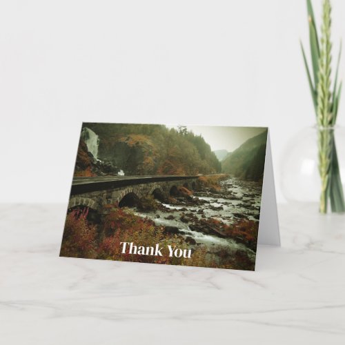 Scenic Photo Waterfalls and Forest Thank You Card