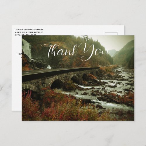 Scenic Photo Waterfalls and Forest Thank You Postcard