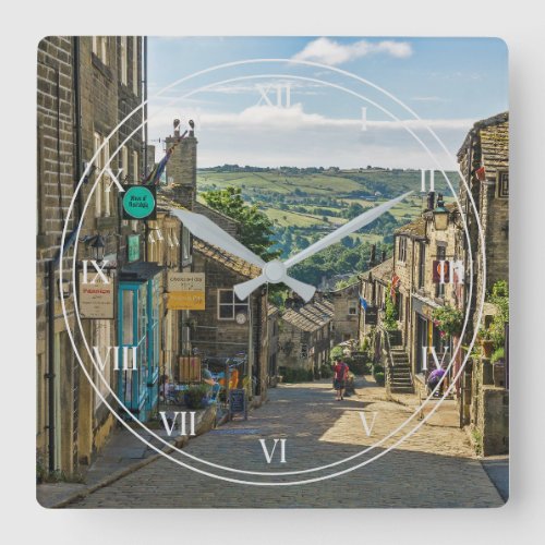 Scenic Picturesque Haworth Yorkshire Dales Square Wall Clock