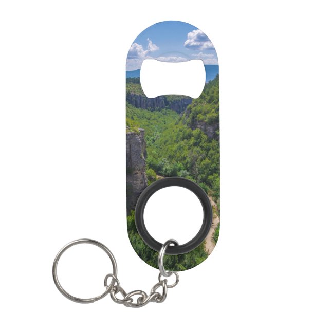 Scenic Pine Trees Canyon Keychain Bottle Opener (Front)