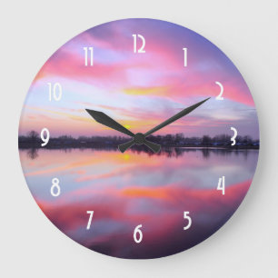 Scenic Pink Landscape Large Clock