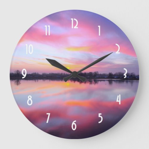 Scenic Pink Landscape Large Clock