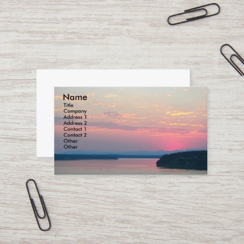Scenic Pink Seascape Sunset Business Card