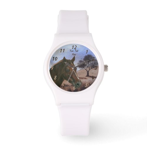 scenic portrait  of chestnut mare brown horse watch