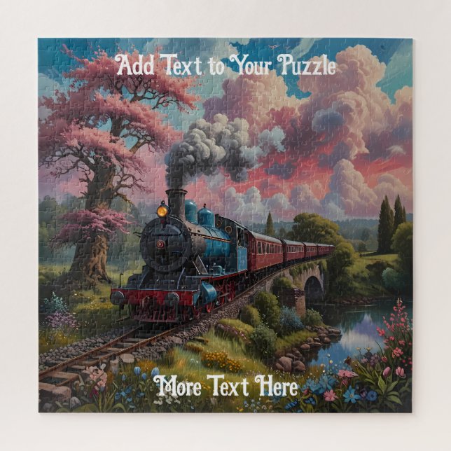 Scenic Railway Train Track with Trees and Flowers Jigsaw Puzzle (Vertical)