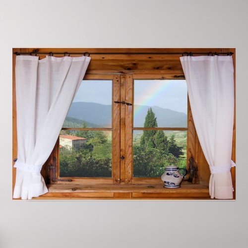 Scenic Rainbow Window Poster