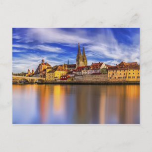 Scenic Regensburg River View Postcard
