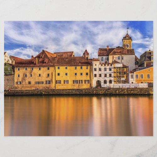 Scenic Regensburg River View Scrapbook Paper