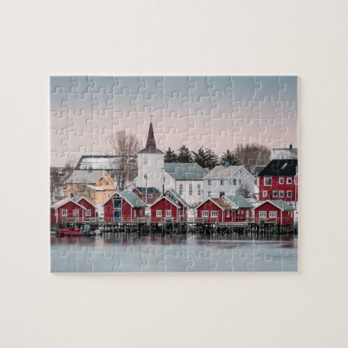 Scenic Reine Fishing Village Artic Travel Jigsaw Puzzle