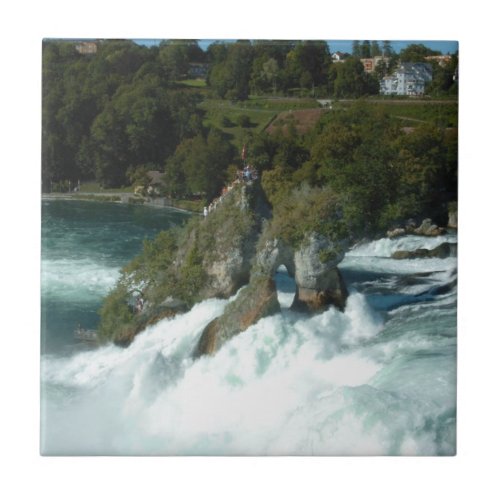 Scenic Rhine Falls in Switzerland Ceramic Tile