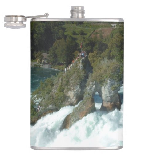Scenic Rhine Falls in Switzerland Flask