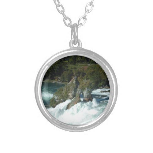Scenic Rhine Falls in Switzerland Silver Plated Necklace