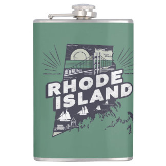 Scenic Rhode Island Retro Silhouette  Flask