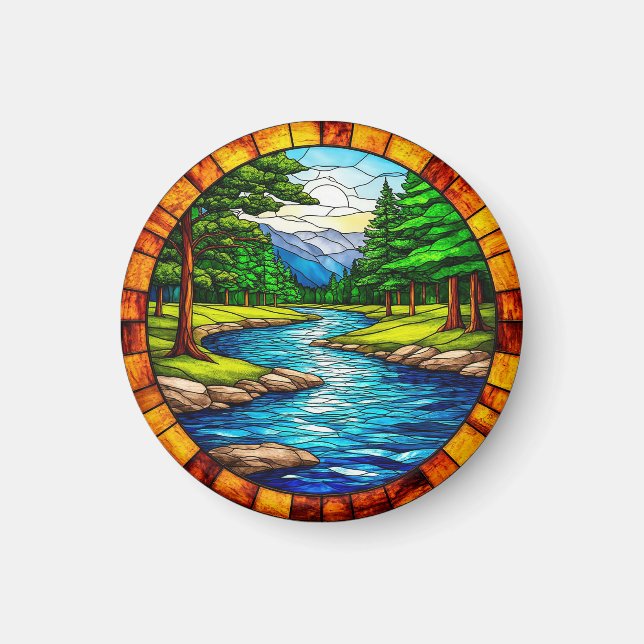 Scenic River and Forest Landscape Magnet (Front)