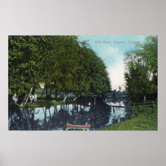 Scenic River with Canoe SceneEugene, OR Poster (Front)