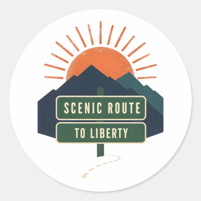 Scenic Route To Liberty Sticker (Front)