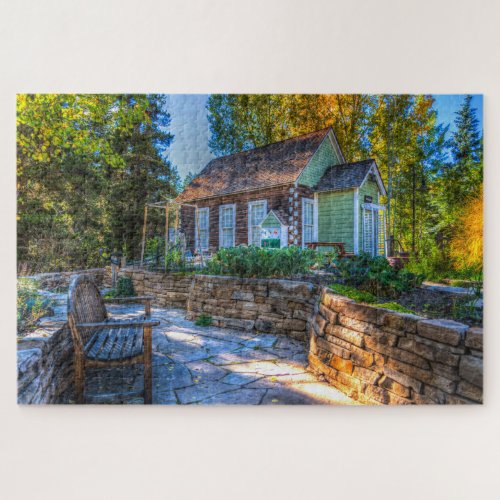 Scenic Rustic Cottage Garden Bench Woodlands Jigsaw Puzzle