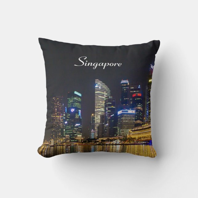 Scenic Singapore Skyline Throw Pillow (Front)