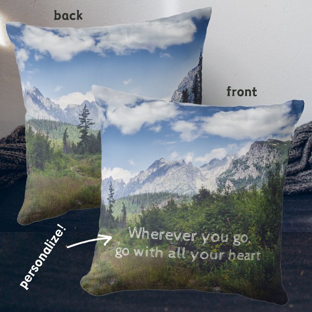 Scenic summer mountain landscape with a meadow  throw pillow (Creator Uploaded)