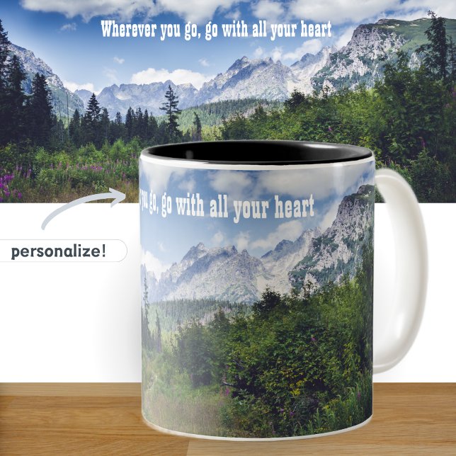 Scenic summer mountain landscape with a meadow  Two-Tone coffee mug (Creator Uploaded)