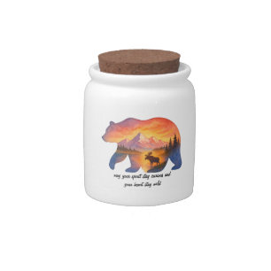 Scenic Sunset Bear Candy Jar