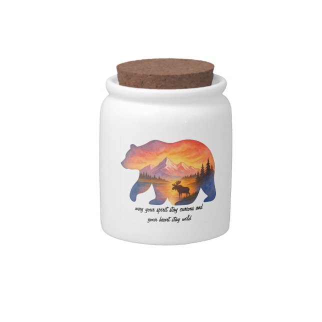 Scenic Sunset Bear Candy Jar (Front)