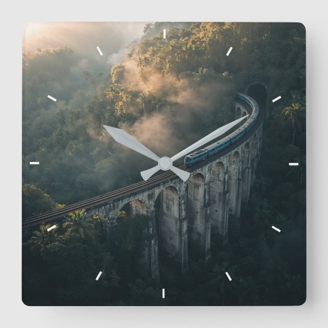 Scenic Train Bridge Wall Clock | Vintage Railway  (Front)